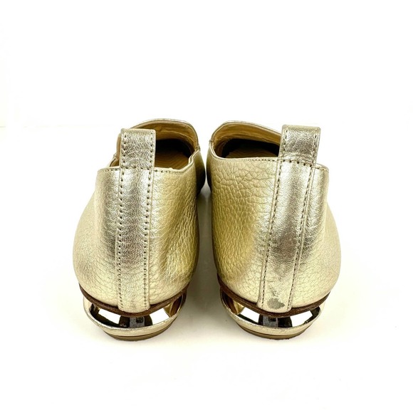 Nicholas Kirkwood Beya Platinum Gold Leather Loafer Size 37.5 / 7.5 - Picture 5 of 12